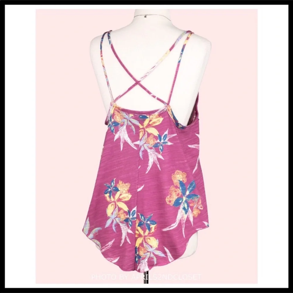FREE PEOPLE BOHO TANK TOP FLOWY FLORAL FESTIVAL PRINT SLEEVELESS KNIT TEE A2C - Picture 5 of 16